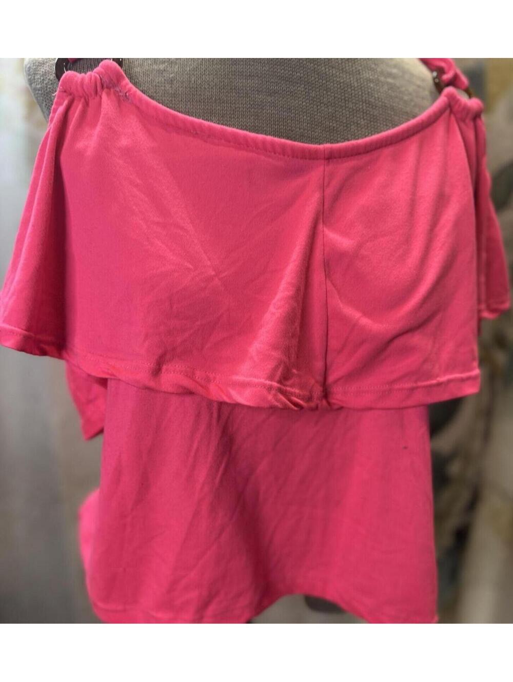 Jennifer Lauren Pink Cold Shoulder Top with Ring Detail Size L